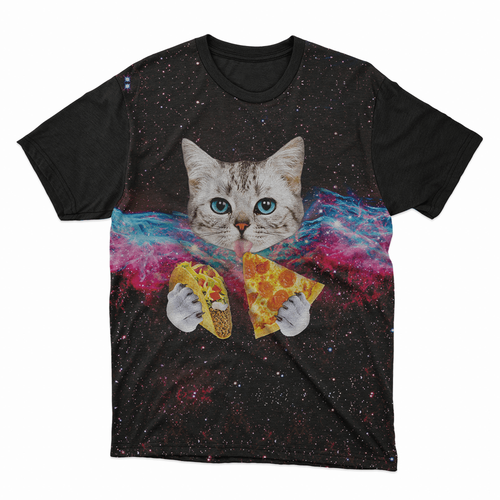 Camiseta unissex Gato Pizza