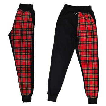 Calça de moletom Xadrez vermelho Punk