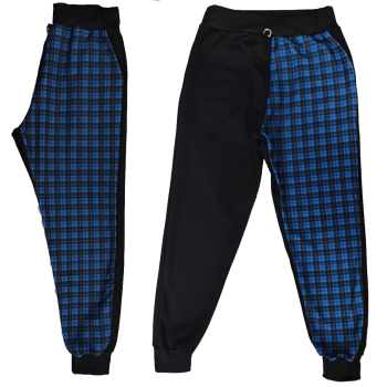 Calça de moletom Xadrez azul Punk